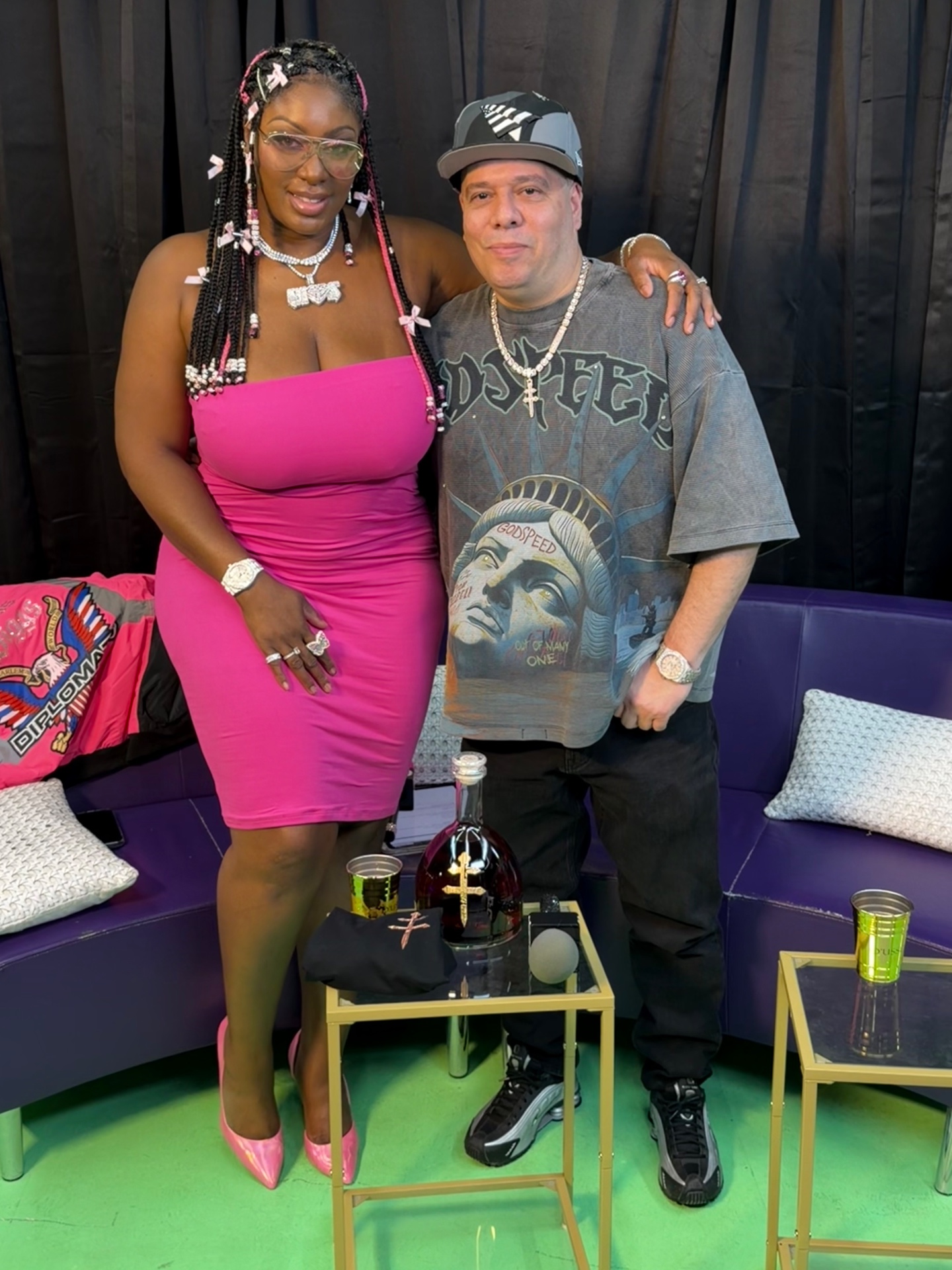 Ms. Diggs and Dren Starr on set at the Drip With Diggs studio