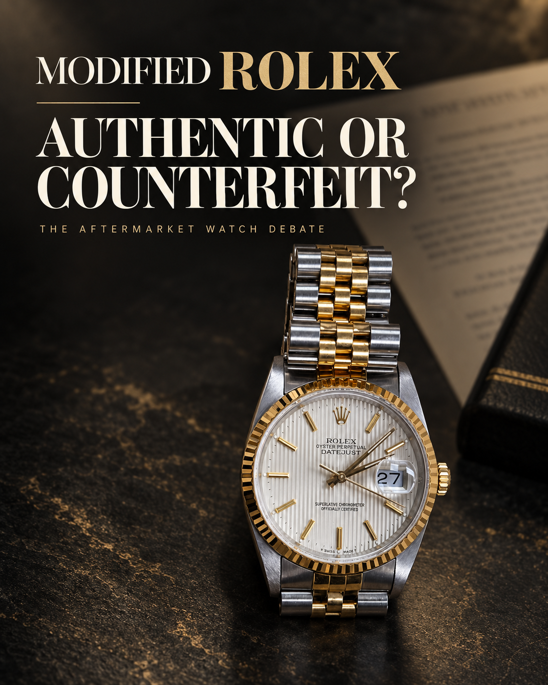 Modified Rolex watch with the question Authentic or Counterfeit