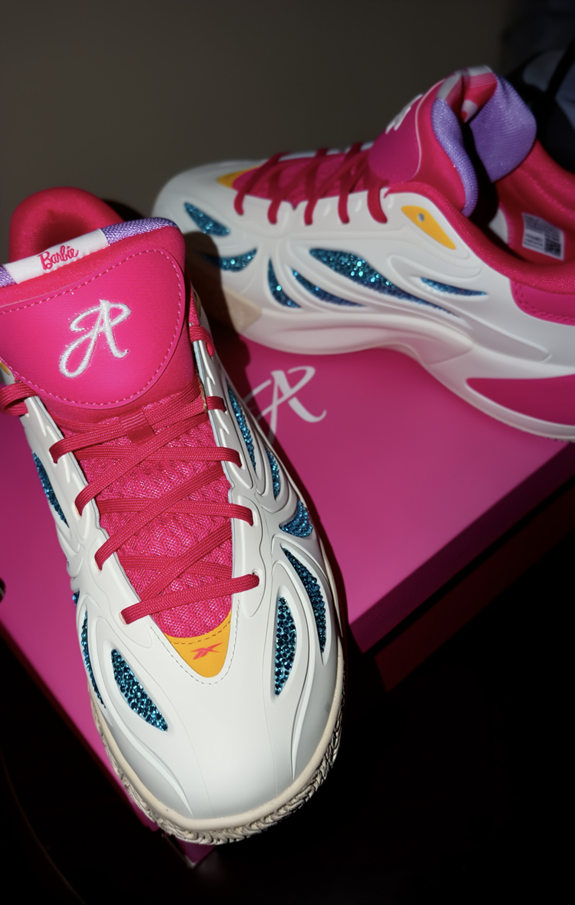 Ms. Diggs hand-delivers custom crystal Reebok x Barbie Angel Reese sneakers to WNBA star Angel Reese