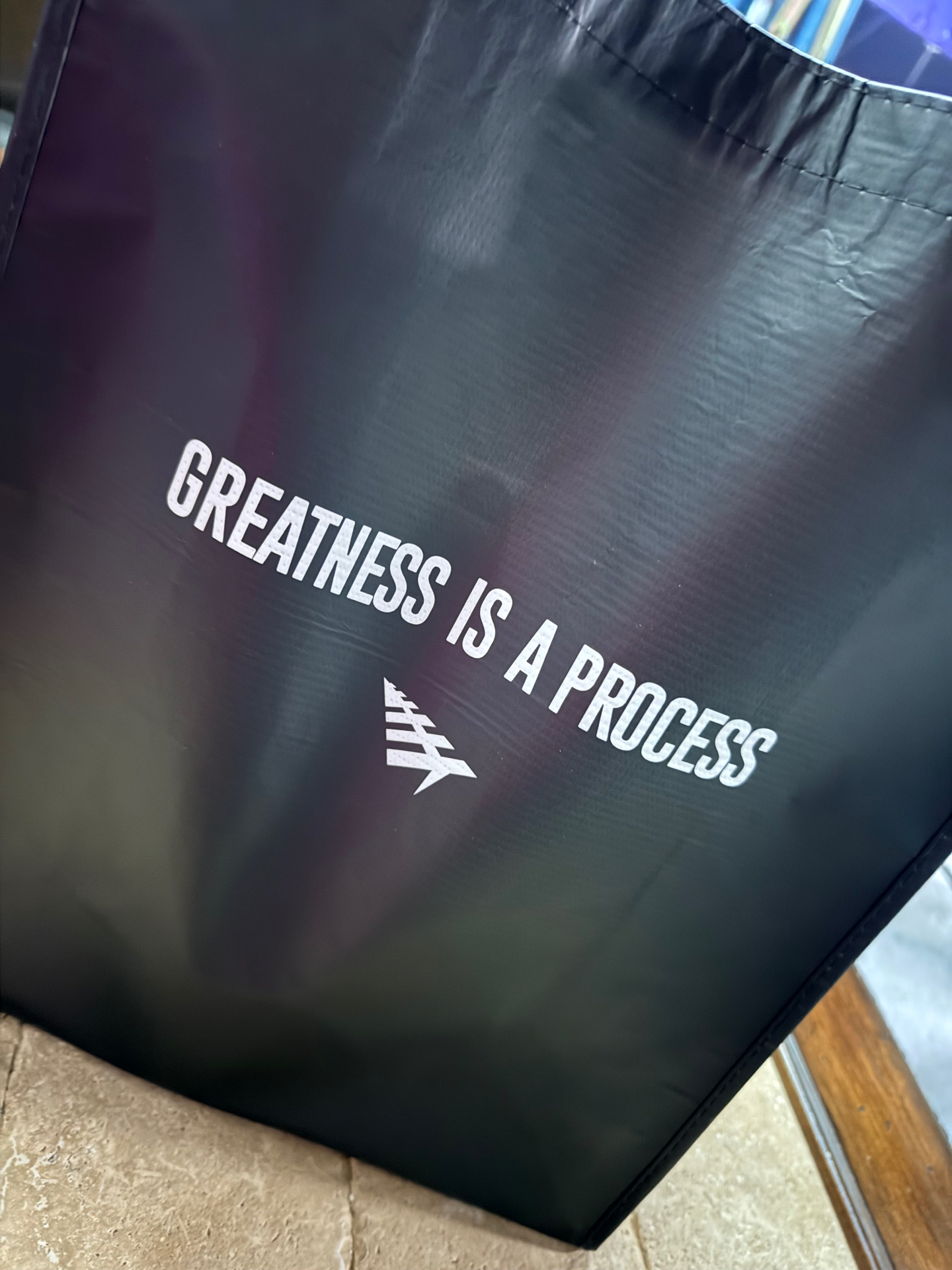 Greatness Is A Process: Dren Starr tote on set